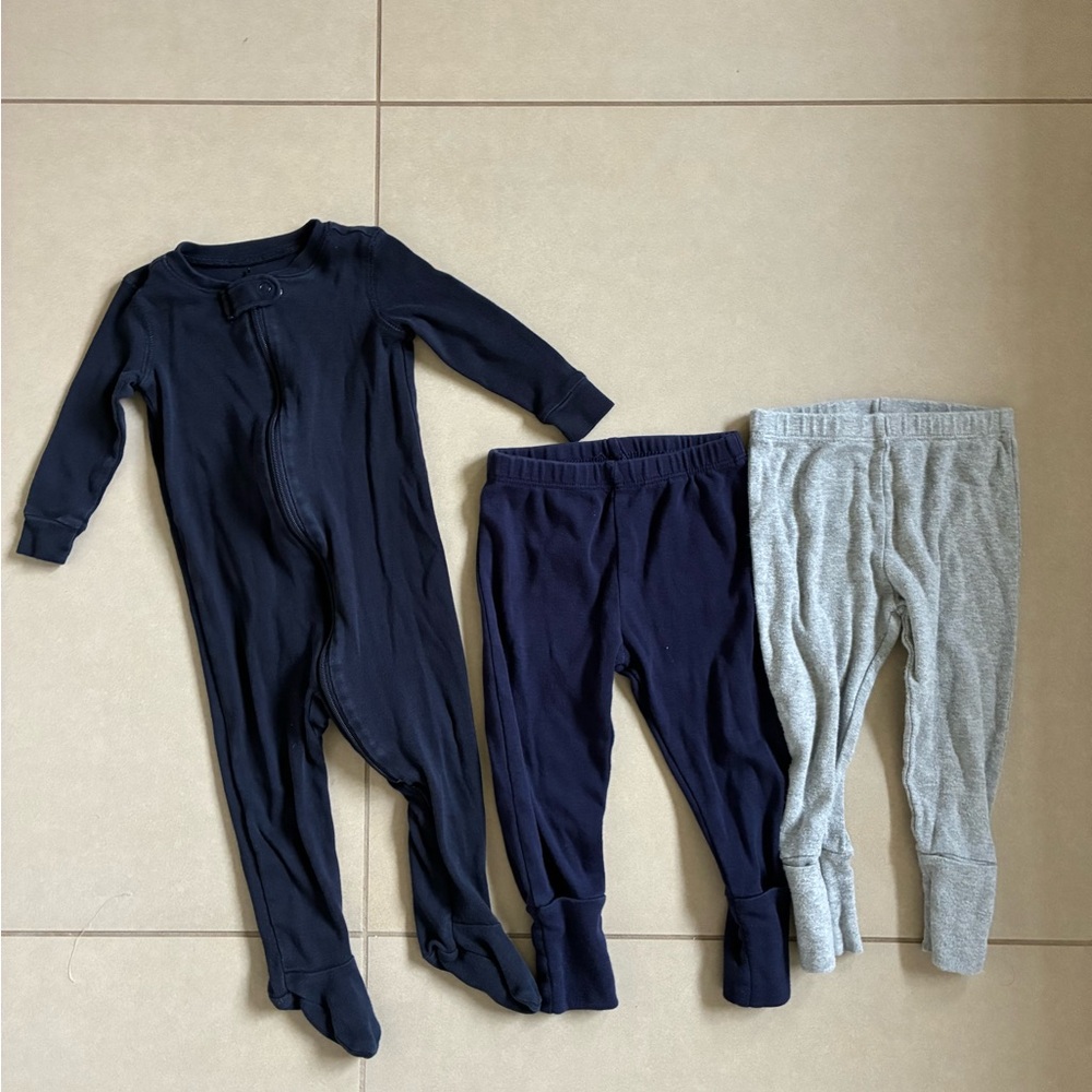 Primary Navy and Gray Kids Footie Set